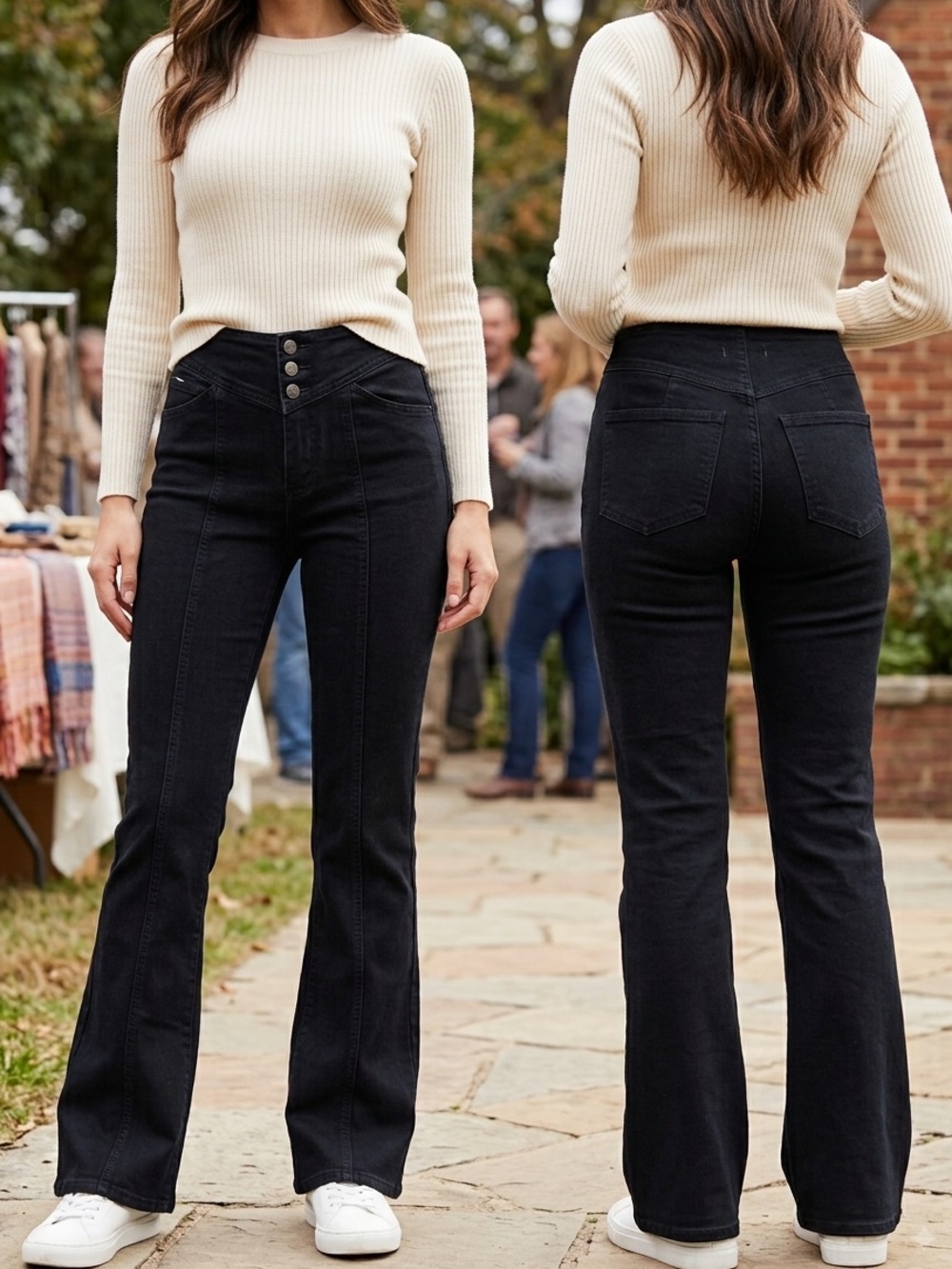 We The Free People CRVY Jeans Sz 26 Black Stretchy Flared Leg Festival Retro Y2K